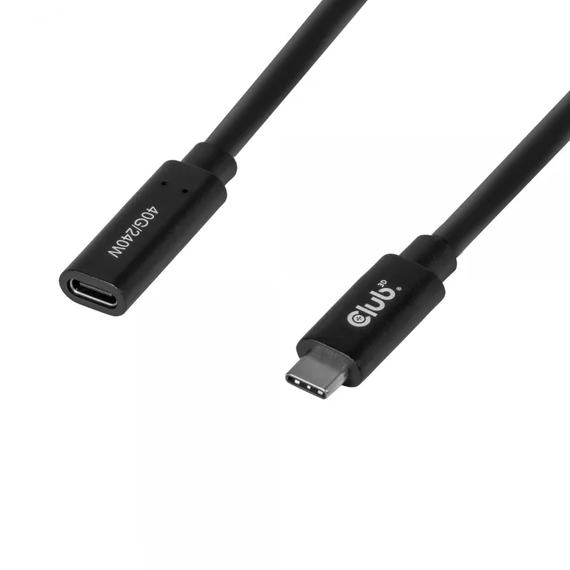 USB-C 40 Gbps ilginimo kabelis 1 m — club 3d, USB C į USB C, juodas