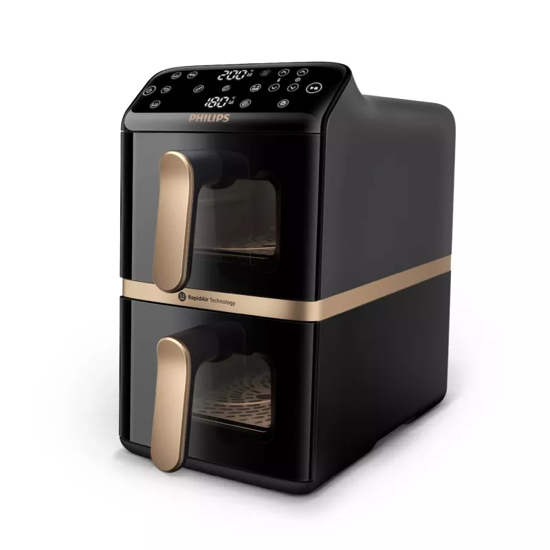 Philips 4000 series Dual Stack Airfryer Vertical Basket 10L Double Stand-alone 2750 W karšto oro gruzdintuvė Juoda