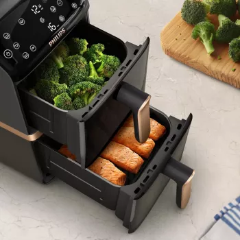 Philips 4000 series Dual Stack Airfryer Vertical Basket 10L Double Stand-alone 2750 W karšto oro gruzdintuvė Juoda
