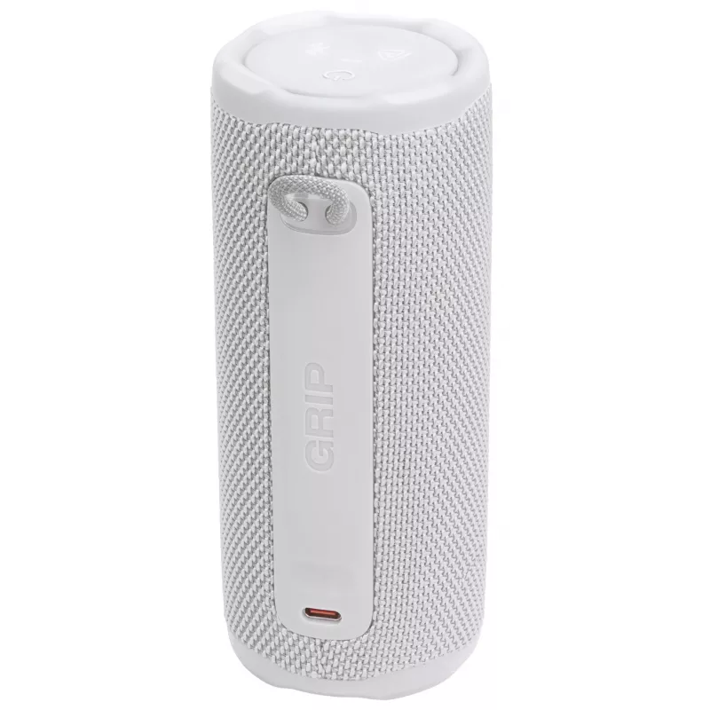 „JBL Grip Mono“ nešiojama monofoninė kolonėlė, balta – 16 W RMS, „Bluetooth“, USB-C, įmontuota baterija