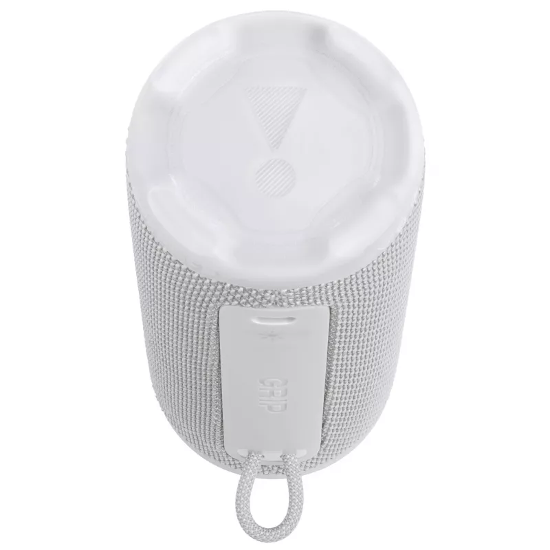 „JBL Grip Mono“ nešiojama monofoninė kolonėlė, balta – 16 W RMS, „Bluetooth“, USB-C, įmontuota baterija