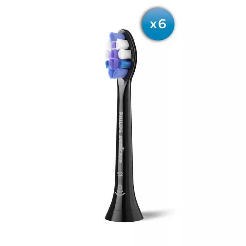 Philips Sensitive HX6056/88 6 pakuotės šepetėlių galvučių Juoda 6 vnt.