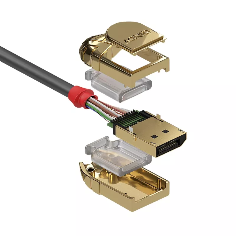 Lindy 2m DisplayPort 1.4 kabelis, Gold Line, 2 m, DisplayPort, DisplayPort, Kištukas, Kištukas, 3840 x 2160 pikselių