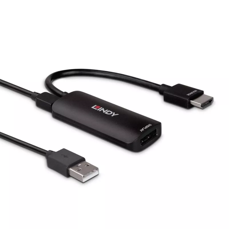 Lindy HDMI 8K60 į DisplayPort 1.4 keitiklis, 0,157 m, HDMI A tipo (standartinis), DisplayPort, vyriškas, moteriškas, tiesus