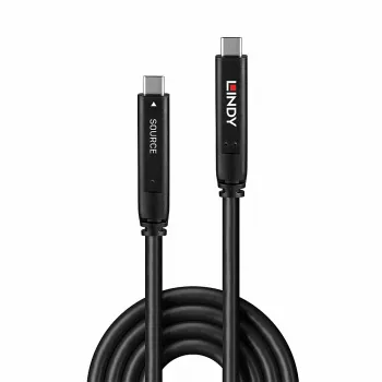 Lindy 15 m USB 3.2 Gen 2 ir DP 1.4 Type C hibridinis laidas, 15 m, USB C, USB C, USB 3.2 Gen 1 (3.1 Gen 1), 5 Gbit/s, juoda
