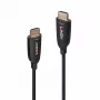 Lindy 60 m šviesolaidinis hibridinis HDMI 8K60 laidas, 60 m, HDMI A tipo (standartinis), HDMI A tipo (standartinis), 48 Gbit/s, juodas