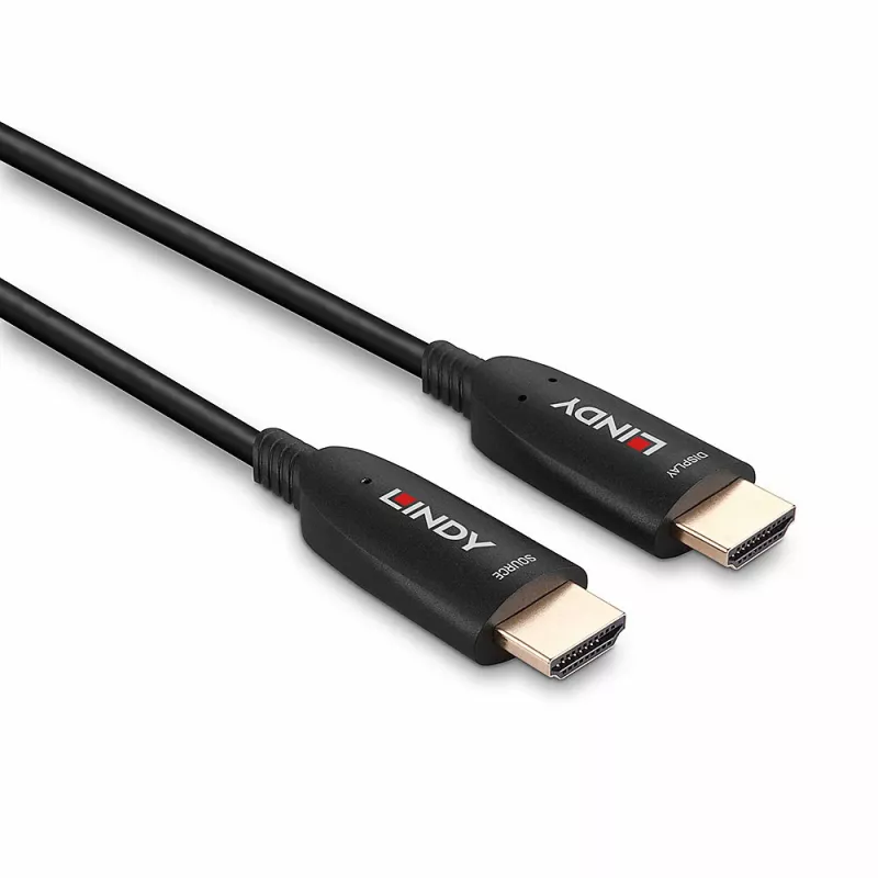Lindy 60 m šviesolaidinis hibridinis HDMI 8K60 laidas, 60 m, HDMI A tipo (standartinis), HDMI A tipo (standartinis), 48 Gbit/s, juodas