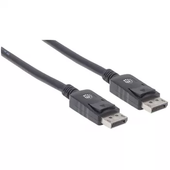 Manhattan DisplayPort 1.2 laidas, 4K@60Hz, 1 m, kištukas-kištukas, su fiksatoriais, pilnai ekranuotas, juodas, garantija visam eksploatavimo laikui, atitinka DISPL1M
