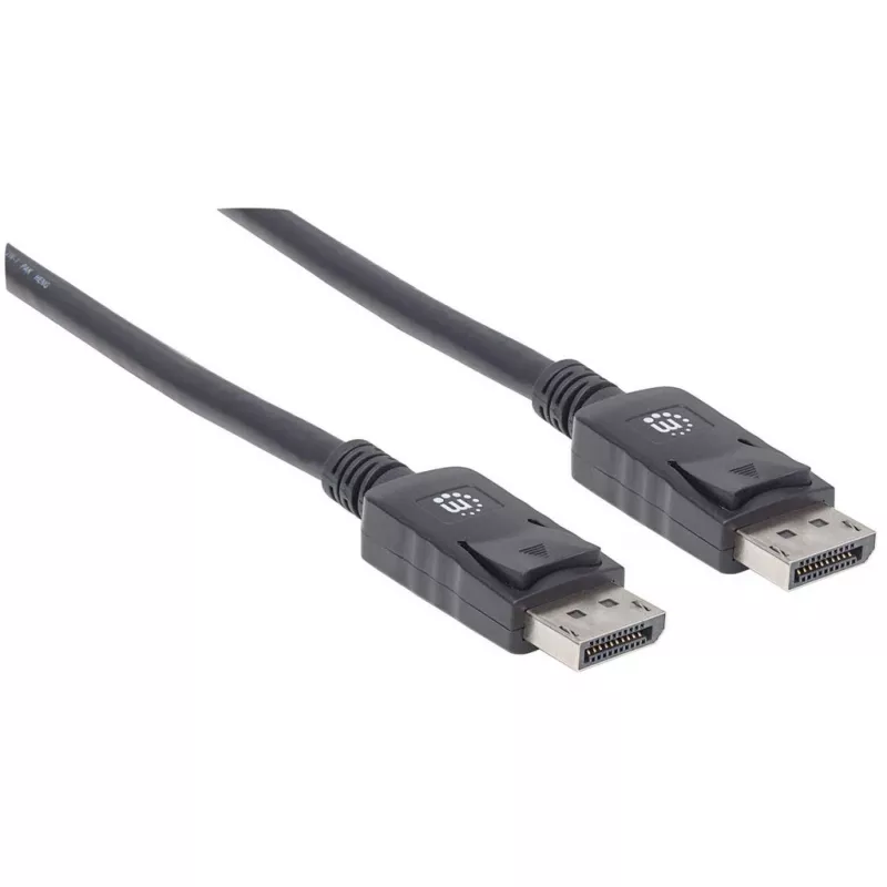 Manhattan DisplayPort 1.2 laidas, 4K@60Hz, 1 m, kištukas-kištukas, su fiksatoriais, pilnai ekranuotas, juodas, garantija visam eksploatavimo laikui, atitinka DISPL1M