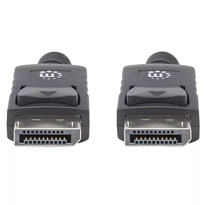 Manhattan DisplayPort 1.2 laidas, 4K@60Hz, 1 m, kištukas-kištukas, su fiksatoriais, pilnai ekranuotas, juodas, garantija visam eksploatavimo laikui, atitinka DISPL1M