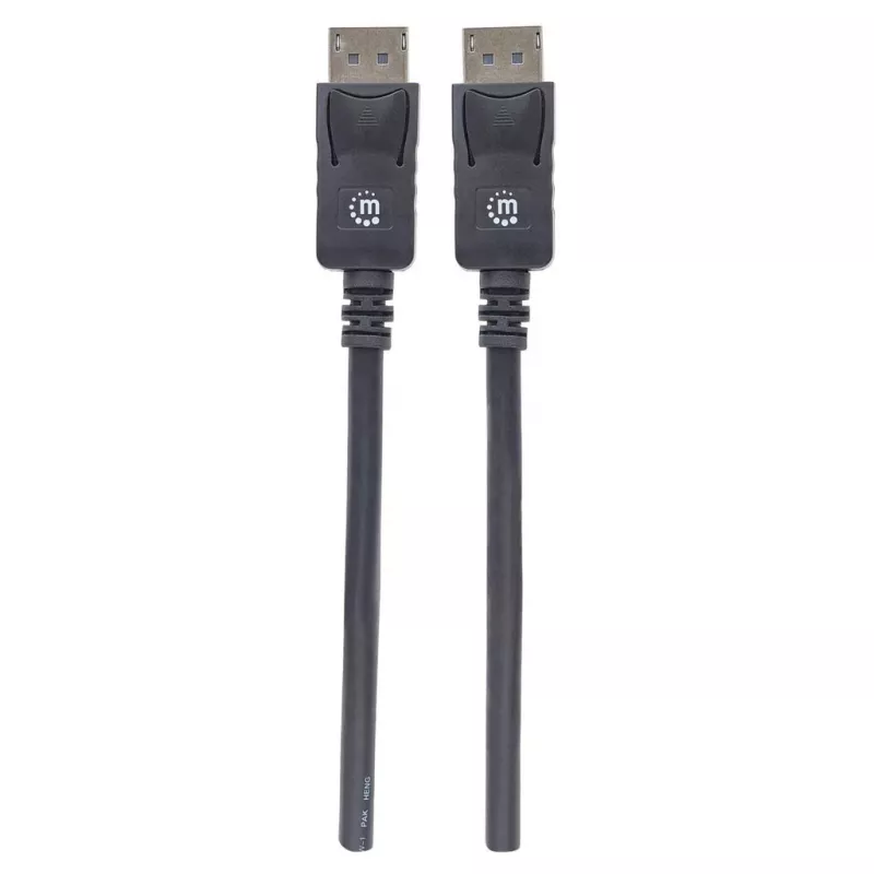 Manhattan DisplayPort 1.2 laidas, 4K@60Hz, 1 m, kištukas-kištukas, su fiksatoriais, pilnai ekranuotas, juodas, garantija visam eksploatavimo laikui, atitinka DISPL1M