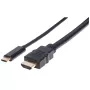 Manhattan USB-C į HDMI kabelis, 4K@30Hz, 2m, juodas, kištukas-kištukas, trejų metų garantija
