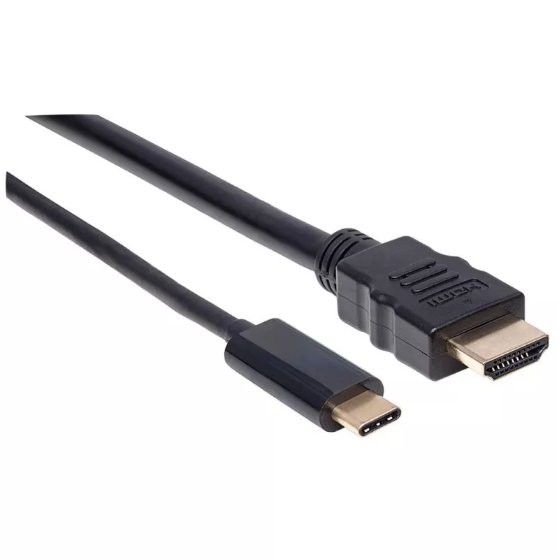 Manhattan USB-C į HDMI kabelis, 4K@30Hz, 2m, juodas, kištukas-kištukas, trejų metų garantija