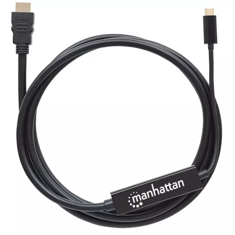 Manhattan USB-C į HDMI kabelis, 4K@30Hz, 2m, juodas, kištukas-kištukas, trejų metų garantija