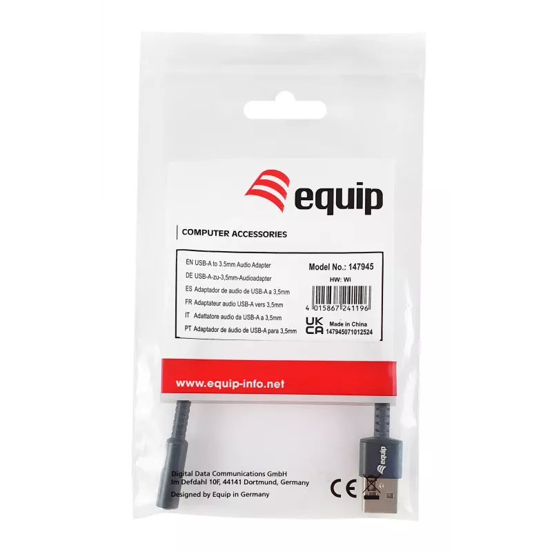 Equip 147945 garso kabelis 0,15 m 3,5 mm USB Type-A juoda