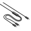 Manhattan Dual USB-C to USB-C įkrovimo kabelis, 100 W, 2 m, kištukas į du kištukus, išmanus galios skirstytuvas, įkrauna du įrenginius iš vieno USB-C PD prievado, tiekia iki 100 W pavieniam įkrovimui ir iki 70 W + 28 W dvigubam įkrovimui, pintas apvalkalas, aliuminio įvorė, juodas