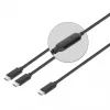 Manhattan Dual USB-C to USB-C įkrovimo kabelis, 100 W, 2 m, kištukas į du kištukus, išmanus galios skirstytuvas, įkrauna du įrenginius iš vieno USB-C PD prievado, tiekia iki 100 W pavieniam įkrovimui ir iki 70 W + 28 W dvigubam įkrovimui, pintas apvalkalas, aliuminio įvorė, juodas