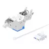“Intellinet” Cat6a 10G ekranuotas berankis plonas „Keystone“ lizdas, plokščias, mėlynas, RJ-45, IDC, kištukinis, auksinis