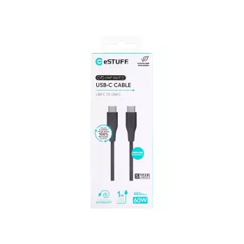 eSTUFF ES604180 USB laidas USB 2.0 1 m USB C Juoda