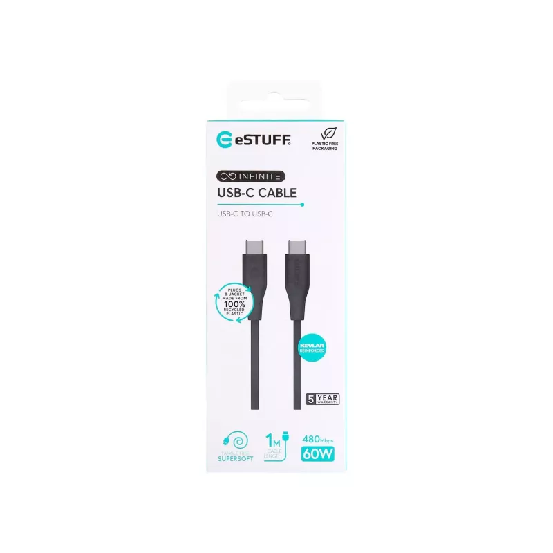 eSTUFF ES604180 USB laidas USB 2.0 1 m USB C Juoda
