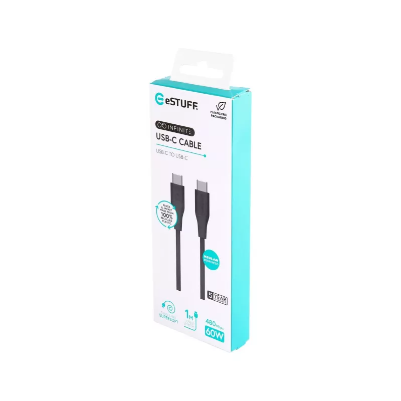 eSTUFF ES604180 USB laidas USB 2.0 1 m USB C Juoda