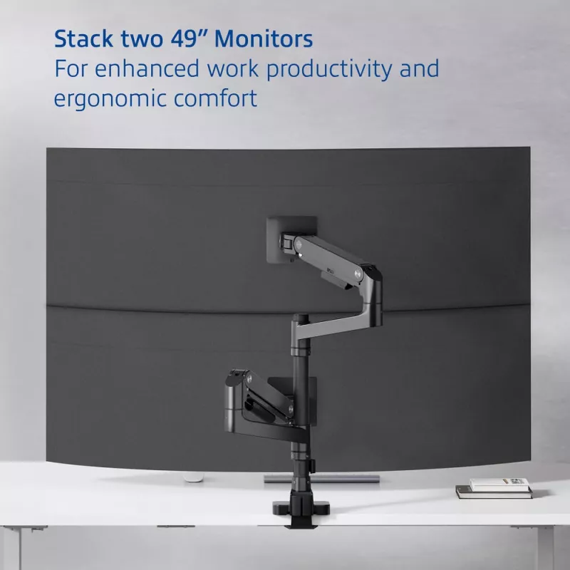 ACT Monitorio laikiklis 49 col. biuro premium, dujinė spyruoklė, montuojamas ant stiebo, 2 monitoriai