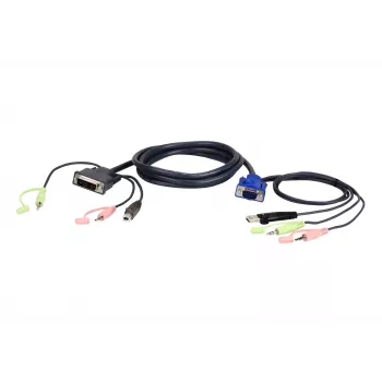 ATEN VGA USB į DVI 3m KVM laidas Juoda, Mėlyna, Žalia, Rožinė