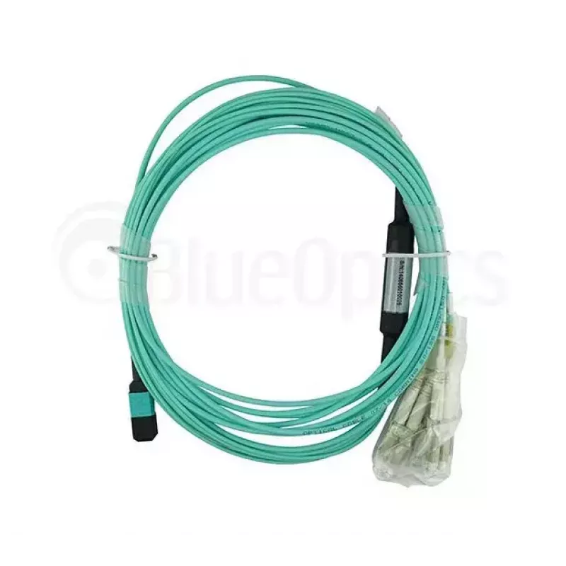 Šviesolaidinis kabelis BlueOptics 9380014-10M MPO į 4x LC, 10 m, OM3, aqua