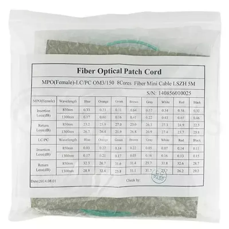 Skaidulinis optinis kabelis BlueOptics OCTCABLE10M-SR 10 m OM3 MPO į 4×LC Aqua