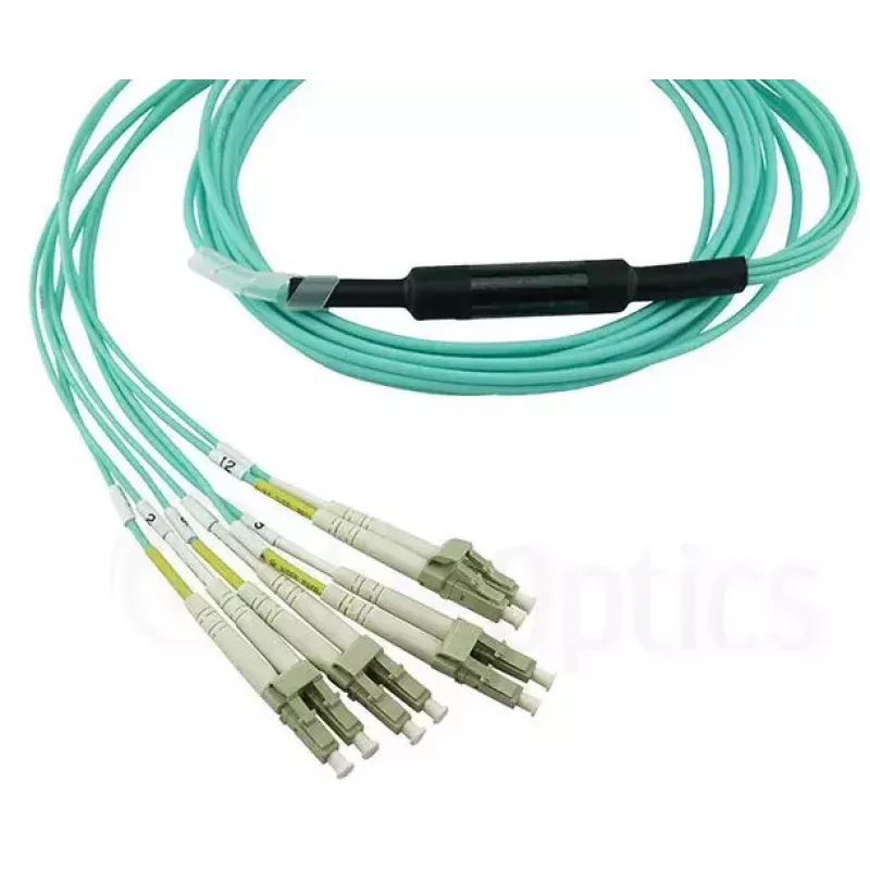 Skaidulinis optinis kabelis BlueOptics OCTCABLE10M-SR 10 m OM3 MPO į 4×LC Aqua