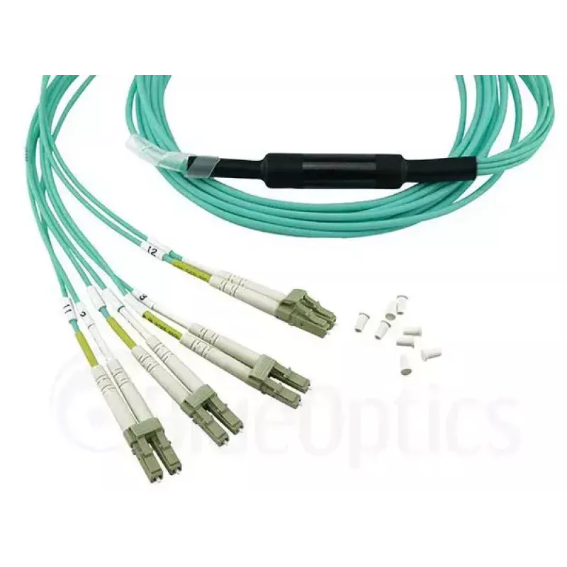 Skaidulinis optinis kabelis BlueOptics OCTCABLE10M-SR 10 m OM3 MPO į 4×LC Aqua