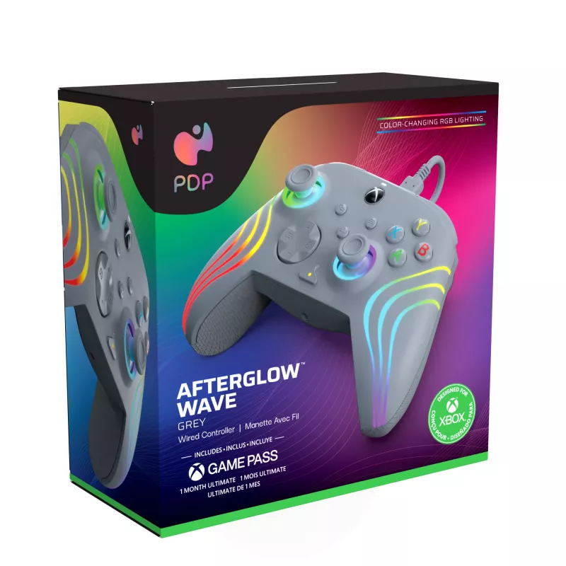 PDP Afterglow Wave Pilka USB Žaidimų Pultelis Analogue / Digital PC, Xbox One, Xbox Series S, Xbox Series X