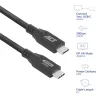 ACT USB4 20Gbps 240W USB Type-C kabelis, 2 metrai, 2 m, USB C, USB C, USB4 Gen 2x2, 20 Gbit/s, juoda