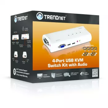 KVM jungiklis Trendnet TK-409K USB VGA 2048x1536 1,6 m laidinis mėlynas