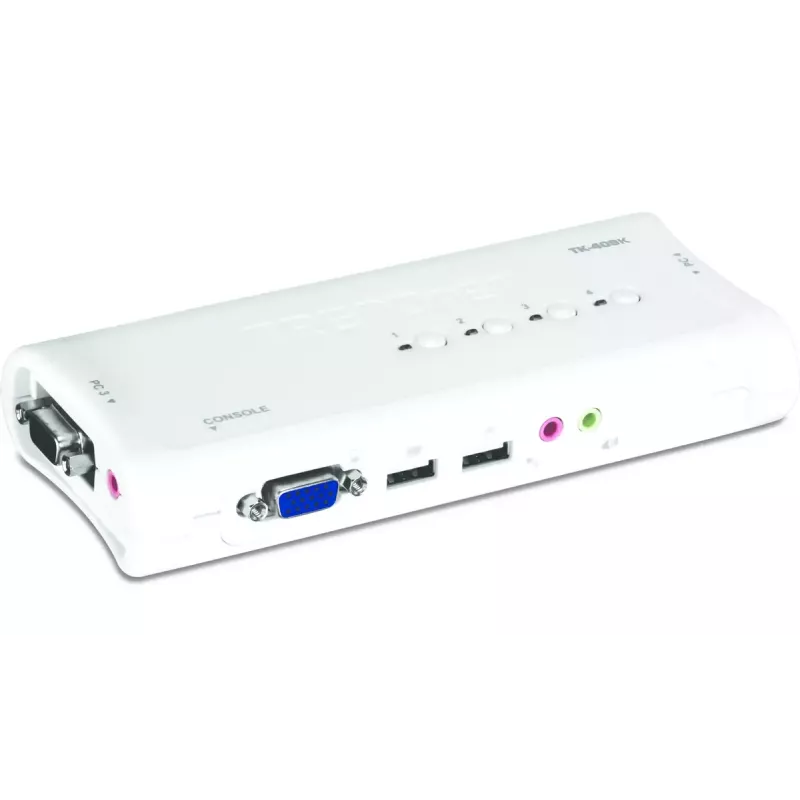 KVM jungiklis Trendnet TK-409K USB VGA 2048x1536 1,6 m laidinis mėlynas