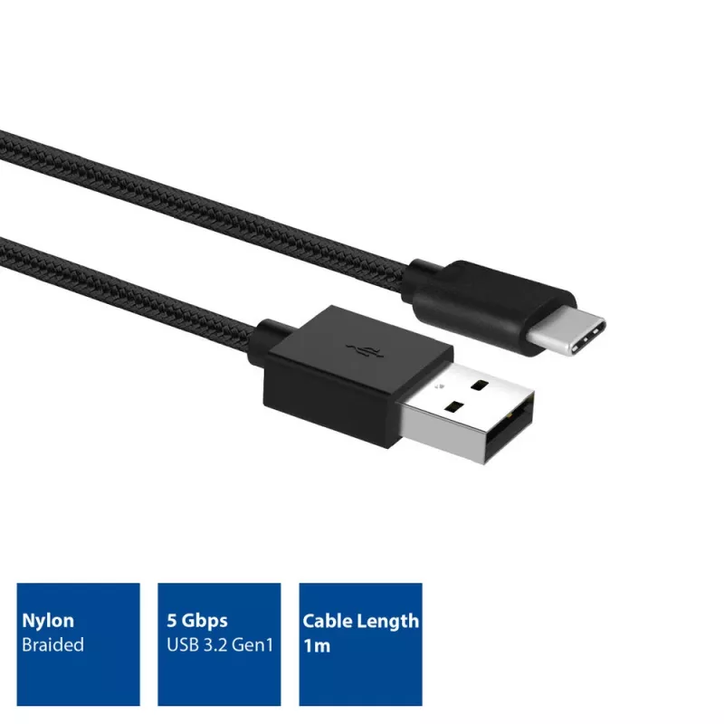 ACT USB 3.2 Gen1 įkrovimo/duomenų laidas A kištukas - C kištukas 1 metras, nailonas