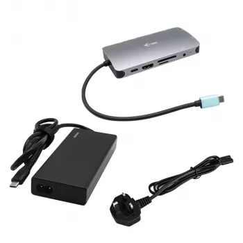 i-tec Metal USB-C Nano Dock HDMI/VGA su LAN + Universalus įkroviklis 77 W