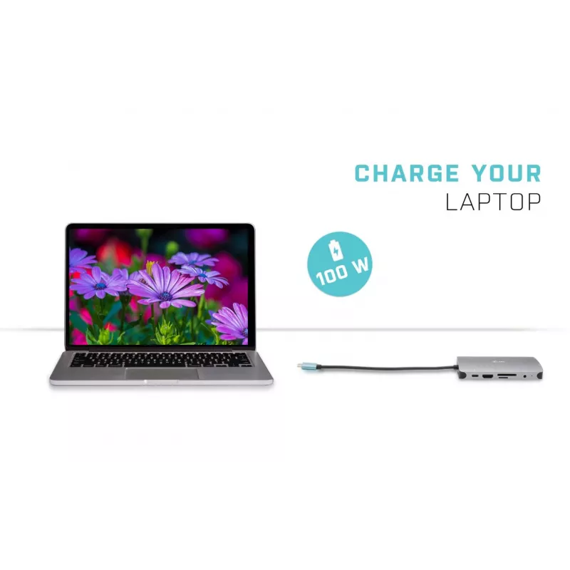 i-tec Metal USB-C Nano Dock HDMI/VGA su LAN + Universalus įkroviklis 77 W