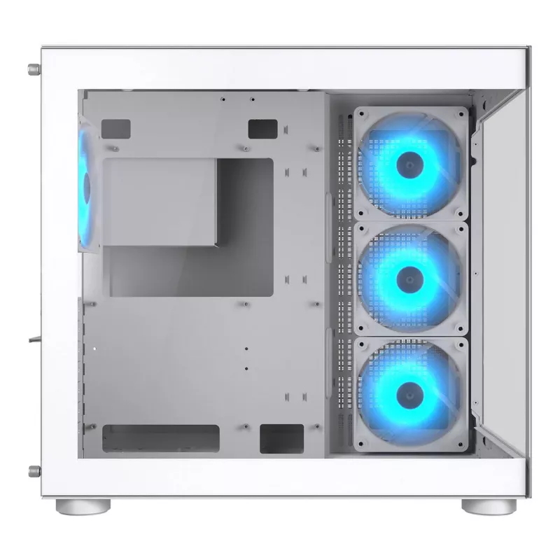 PC Midi Tower korpusas Cougar FV150 ARGB balta — ATX/Micro-ATX/Mini-ITX, 3x120mm priekyje, 1x120mm gale, 2x3,5 colio + 2x2,5 colio lizdai, USB 3.2 Gen1