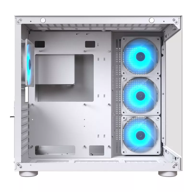 PC Midi Tower korpusas Cougar FV150 ARGB balta — ATX/Micro-ATX/Mini-ITX, 3x120mm priekyje, 1x120mm gale, 2x3,5 colio + 2x2,5 colio lizdai, USB 3.2 Gen1