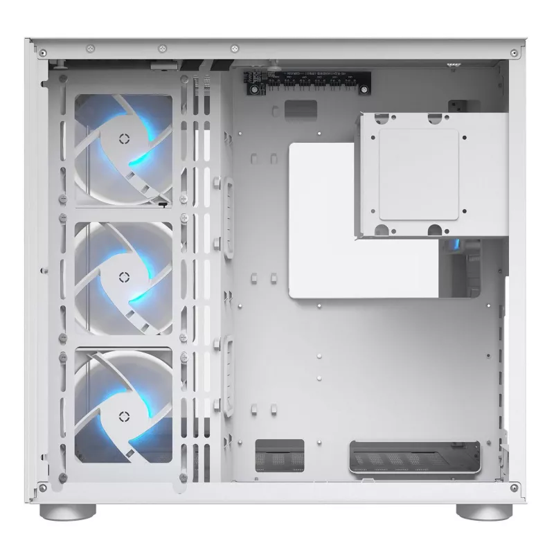 PC Midi Tower korpusas Cougar FV150 ARGB balta — ATX/Micro-ATX/Mini-ITX, 3x120mm priekyje, 1x120mm gale, 2x3,5 colio + 2x2,5 colio lizdai, USB 3.2 Gen1