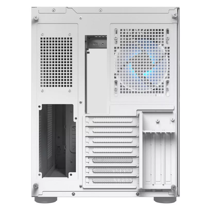 PC Midi Tower korpusas Cougar FV150 ARGB balta — ATX/Micro-ATX/Mini-ITX, 3x120mm priekyje, 1x120mm gale, 2x3,5 colio + 2x2,5 colio lizdai, USB 3.2 Gen1