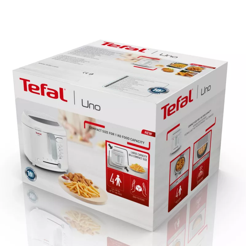 Tefal Uno FF203130 gruzdintuvė vienos krepšelio 1,8 l atskirai stovinti 1600 W giluminio kepimo gruzdintuvė balta