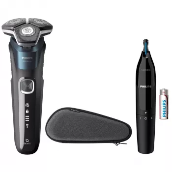 Elektrinis skustuvas Philips SHAVER Series 5000 S5889/11 šlapiam ir sausam skutimui, rotacinis skustuvas, SteelPrecision peiliukai