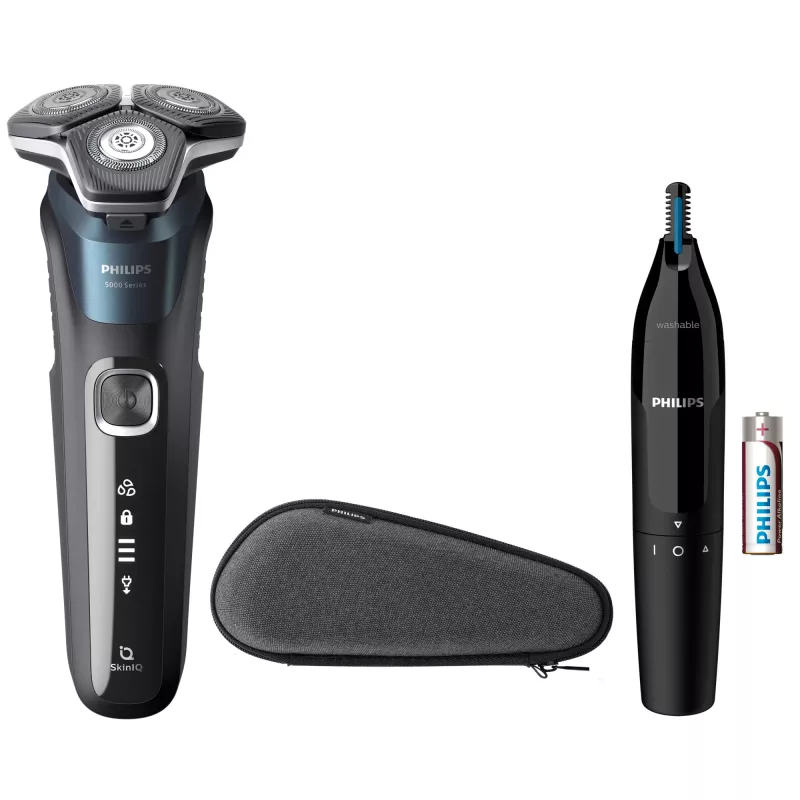 Elektrinis skustuvas Philips SHAVER Series 5000 S5889/11 šlapiam ir sausam skutimui, rotacinis skustuvas, SteelPrecision peiliukai