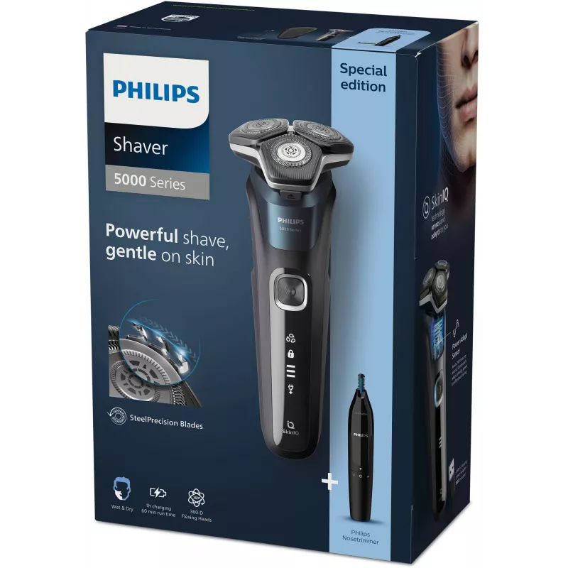 Elektrinis skustuvas Philips SHAVER Series 5000 S5889/11 šlapiam ir sausam skutimui, rotacinis skustuvas, SteelPrecision peiliukai