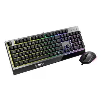 MSI VIGOR GK30 COMBO RGB MEMchanical žaidimų klaviatūra + Clutch GM11 žaidimų pelė ' DE išdėstymas, 6 zonų RGB apšvietimo klaviatūra, dviejų zonų RGB apšvietimo pelė, 5000 DPI optinis jutiklis, RGB Mystic Light'