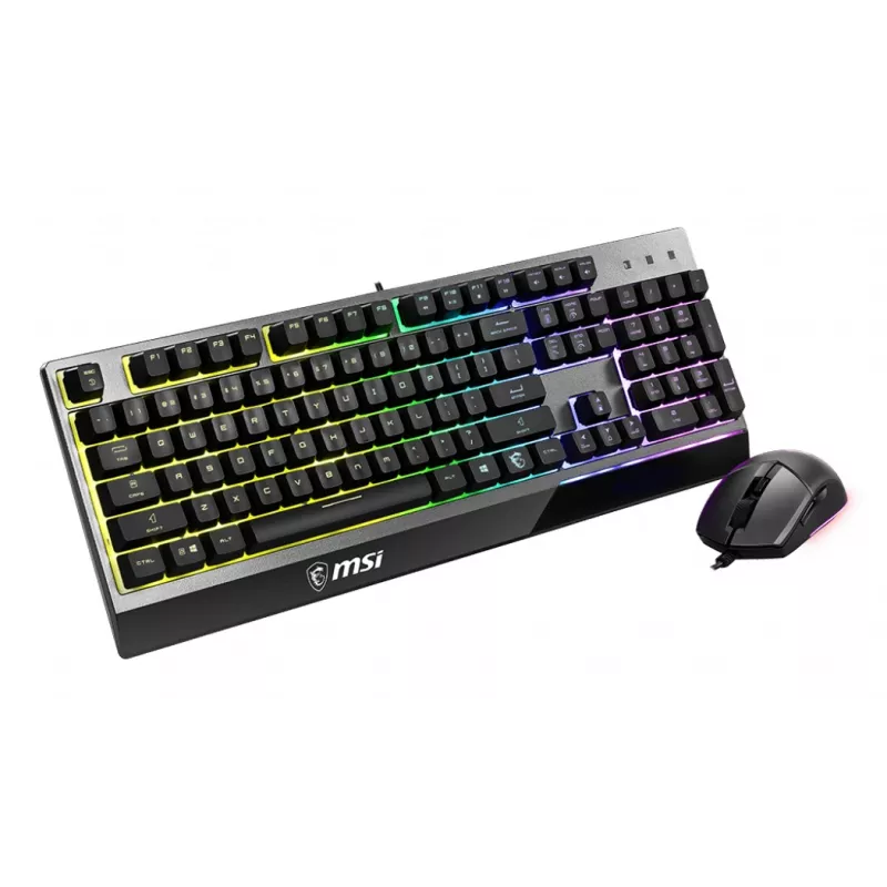 MSI VIGOR GK30 COMBO RGB MEMchanical žaidimų klaviatūra + Clutch GM11 žaidimų pelė ' DE išdėstymas, 6 zonų RGB apšvietimo klaviatūra, dviejų zonų RGB apšvietimo pelė, 5000 DPI optinis jutiklis, RGB Mystic Light'