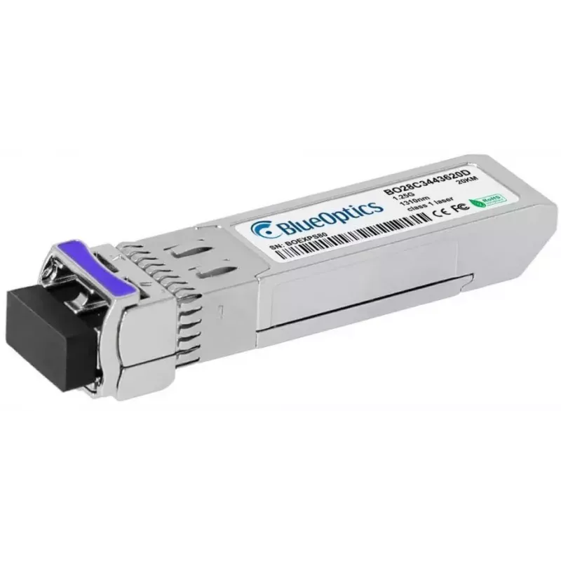 Tinklo siųstuvo modulis BlueOptics AT-SPBD20DUAL-14-BO — šviesolaidinis SFP, cSFP sąsaja, LC jungtis, aliuminis