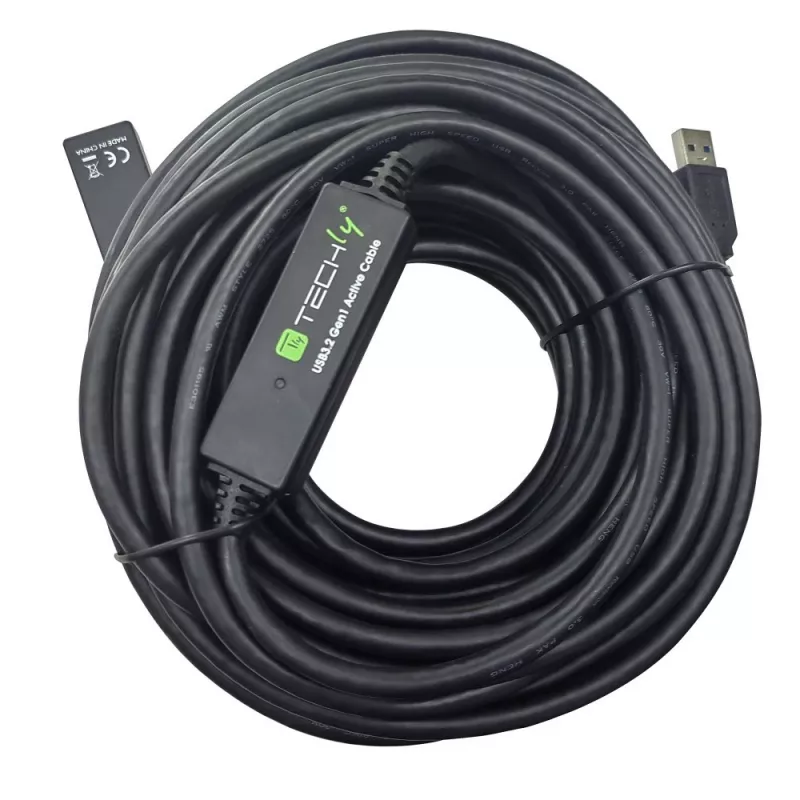 Techly ICUR30200G USB kabelis USB 3.2 Gen 1 (3.1 Gen 1) 20 m USB A juodas